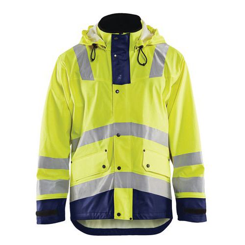 Giacca antipioggia giallo fluorescente/navy di livello 2