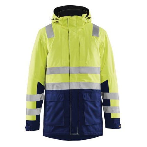 Parka alta visibilità giallo fluorescente/blu marino