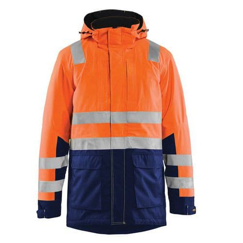 Parka alta visibilità arancione fluorescente/blu marino