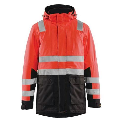 Parka alta visibilità rosso fluorescente/nera