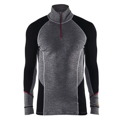 Maglia intima termica Xwarm con chiusura a zip grigio/nero