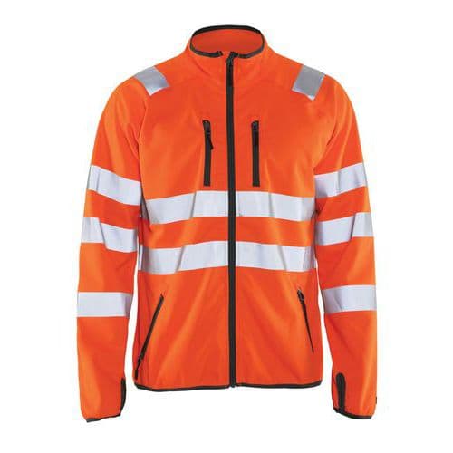 Giacca softshell alta visibilità arancione fluorescente, colletto alto