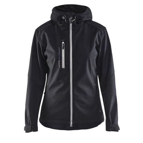 Giacca softshell con cappuccio da donna nero/argento