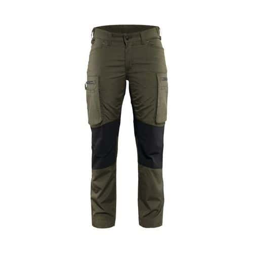 Pantaloni stretch da donna per servizi verde oliva/nero