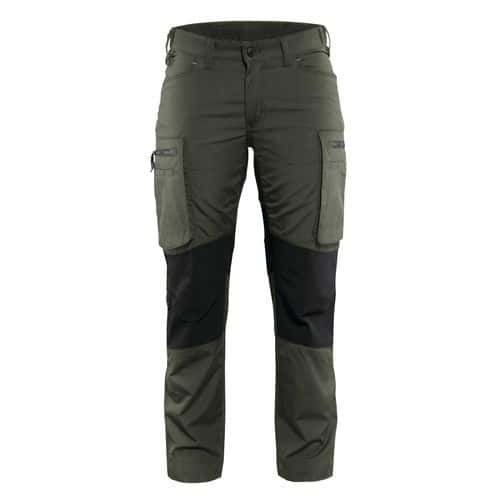 Pantaloni stretch da donna per servizi verde militare/nero