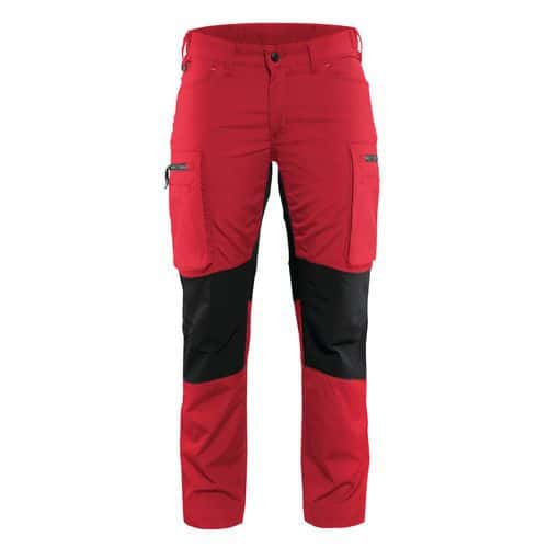 Pantaloni stretch da donna per servizi rosso/neri