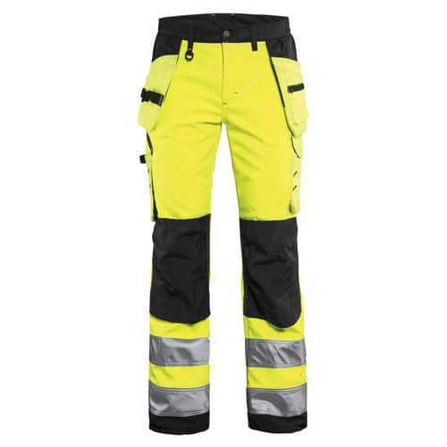 Pantaloni Softshell alta visibilità donna giallo fosforescente/nero