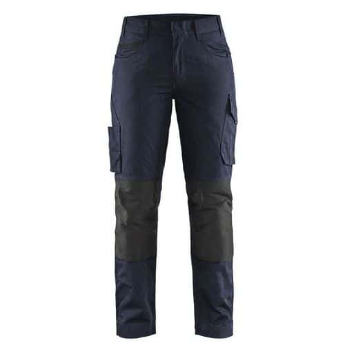 Pantaloni service con stretch donna Blu scuro / nero