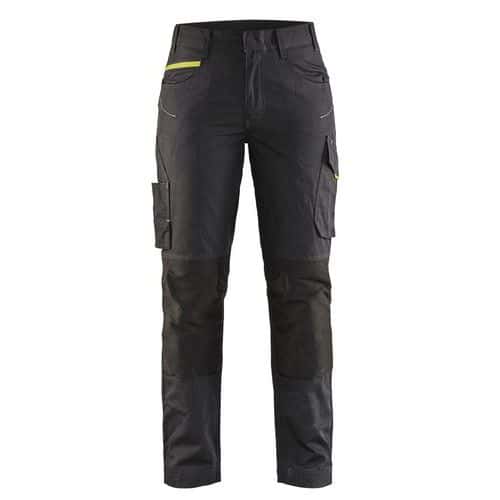 Pantaloni service con stretch donna Nero/Giallo