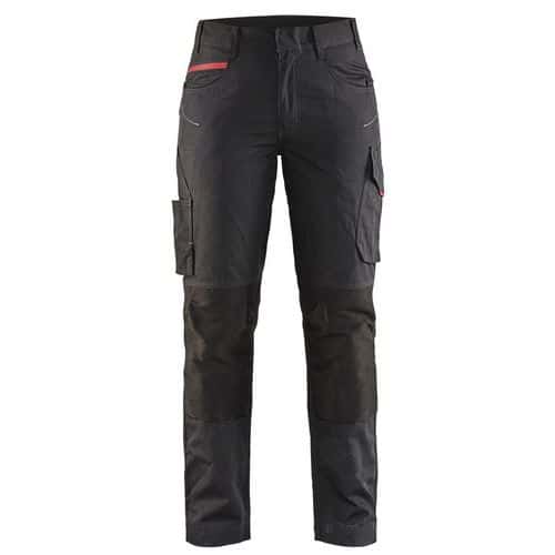 Pantaloni service con stretch donna Nero/Rosso