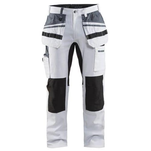 Pantaloni per pittura con inserti stretch bianco/nero