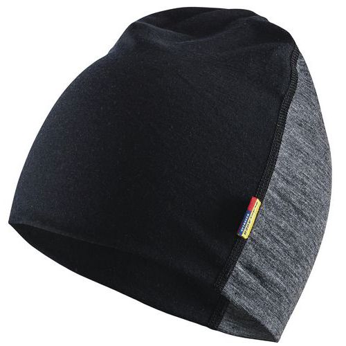 Cappello 100% lana merinos grigio/nero