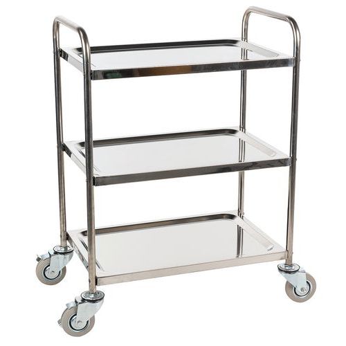 Carrello inox - 3 ripiani - Portata 100 kg - Manutan Expert