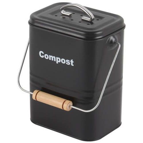 Pattumiera per compostaggio filtro al carbone nero - 3L - Nero