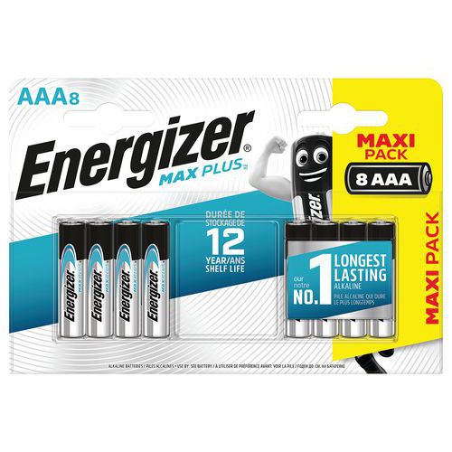 Pila alcalina Max Plus AAA/LR3 FSB9 - Lotto da 8 - Energizer