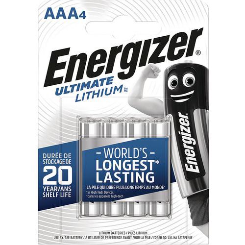 Pila al litio Ultimate - AAA/LR03 - 1,5 V - Lotto da 4 - Energizer