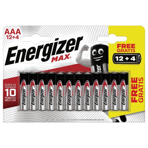 Pila Max AAA/LR03 - Lotto da 12 + 4 - Energizer