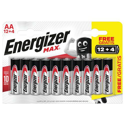 Pila alcalina Max AA/LR6 - Lotto da 12 + 4 - Energizer