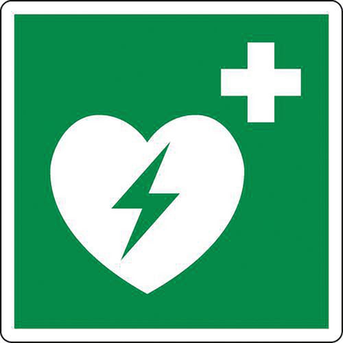 Cartello di emergenza - Defibrillatore automatico esterno - Adesivo