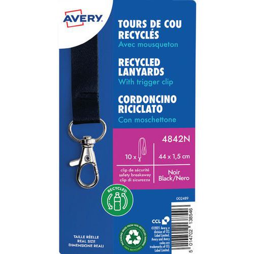 Laccetto per badge riciclato con moschettone - Avery Dennison