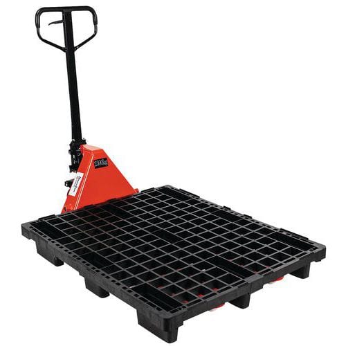 Transpallet manuale con portata di 2500 kg + 15 pallet a incastro a 9 basi - Manutan Expert