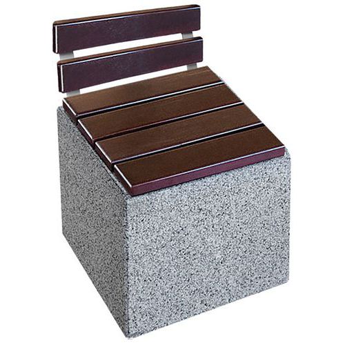 Modulo cubico Kube in calcestruzzo effetto granito con seduta e schienale in legno - Benito