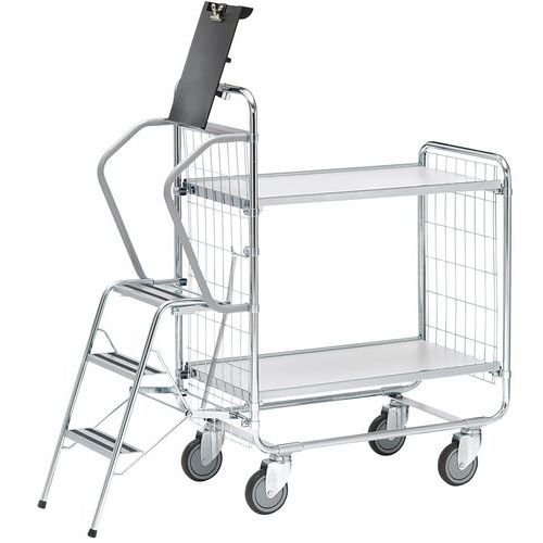 Carrello con scala - 2 ripiani - Portata 200 kg