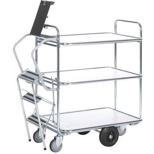 Carrello con scala - 3 ripiani - Portata 300 kg