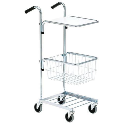 Mini carrello grigio con ripiano e cestello - Portata 50 kg