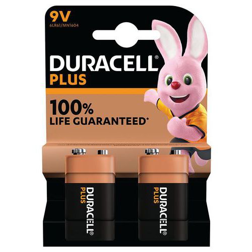 Pila alcalina 9 V Plus 100% - 2 unità - Duracell