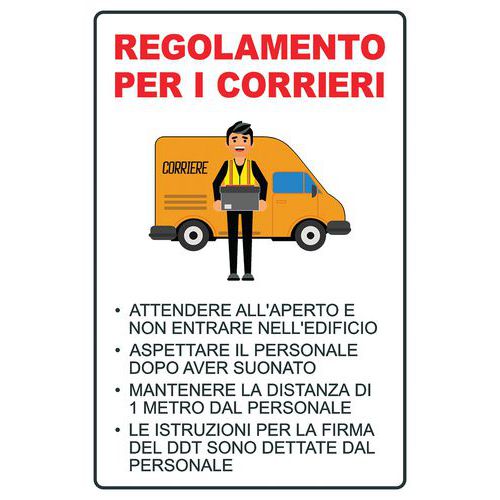 Cartello di indicazione - Regolamento per i corrieri