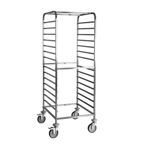 Carrello portateglie GN in acciaio Inox con guide a C - altezza a partire da 1630 mm