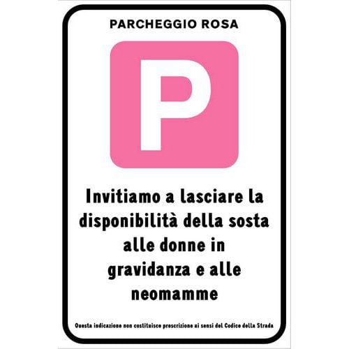 Cartello di indicazione - Parcheggio rosa