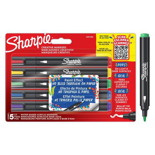 Pennarello creativo opaco Sharpie Bullet punta a ogiva - Colori assortiti - Sharpie