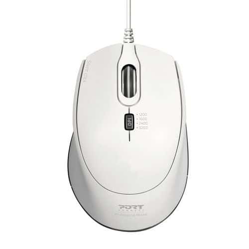 Mouse con filo Pro silenzioso bianco - Port Connect