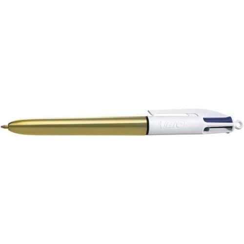 Penna a sfera 4 colori Shine Gold - Ricaricabile - Bic