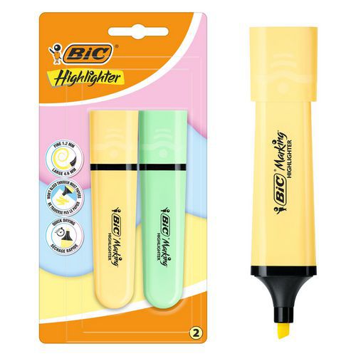 Evidenziatore Bic Marking Flat pastello punta smussata - Bic