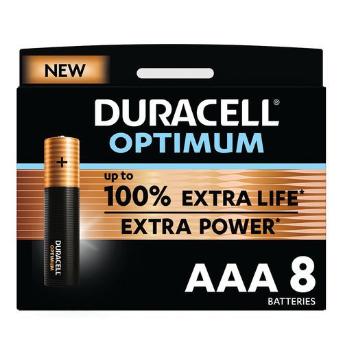 Pila alcalina Optimum AAA - 8 unità - Duracell