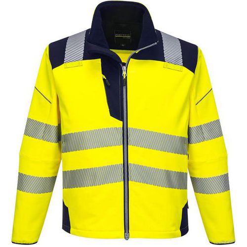 Giacca Softshell ad alta visibilità PW3 giallo/blu navy - Portwest