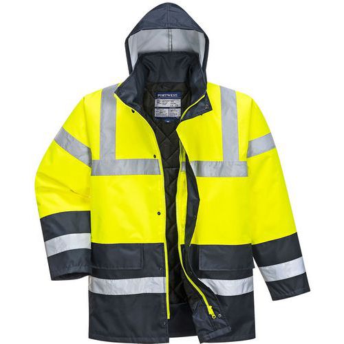 Parka Traffic bicolore ad alta visibilità giallo/blu scuro- Portwest