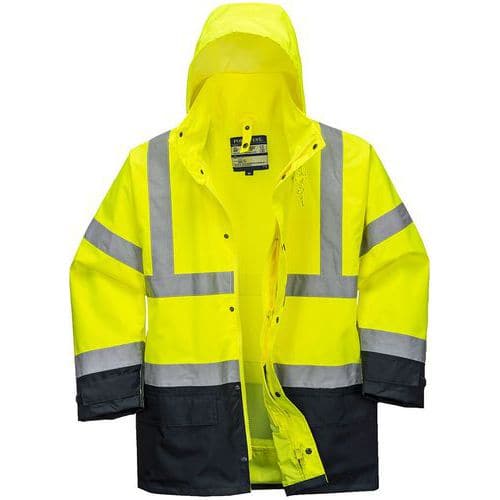 Parka Executive 5-in-1 bicolore ad alta visibilità giallo/blu navy - Portwest