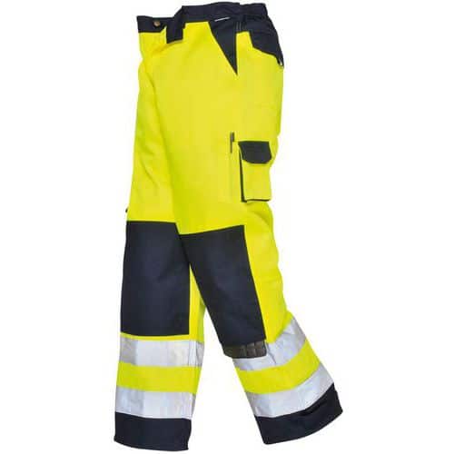 Pantaloni da lavoro Lyon ad alta visibilità giallo/blu scuro - Portwest