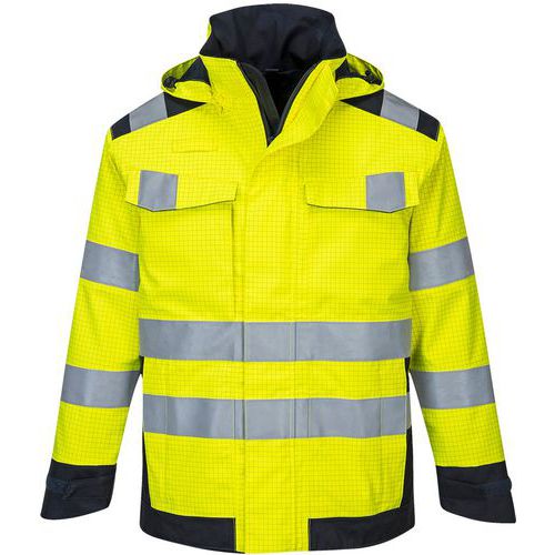 Giacca modaflame impermeabile multi norma arco elettrico giallo/blu navy giallo - Portwest