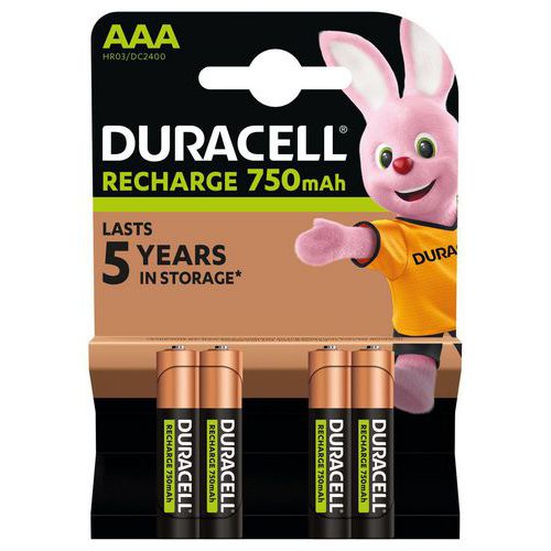 Pila ricaricabile 750mAh AAA - Confezione da 4 - Duracell