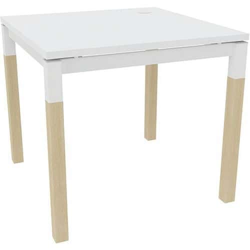 Scrivania dritta X4 piano bianco e gambe in rovere e bianco