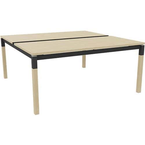 Scrivania bench piano scorrevole X4 rovere con gambe rovere-antracite