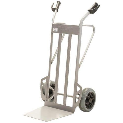 Carrello in acciaio - Ruote antiforatura - Pala fissa - Portata 350 kg