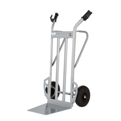 Carrello in acciaio - Ruote pneumatiche - Pala fissa - Portata 350 kg