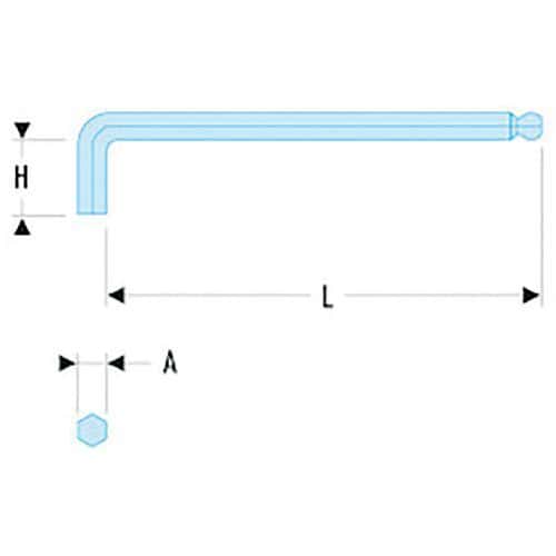 Chiave maschio lunga testa sferica - Facom