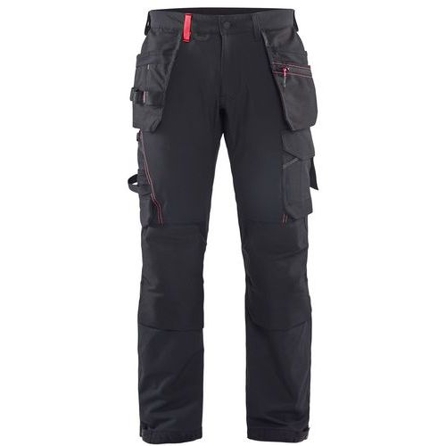 Pantaloni da artigiano in tessuto stretch 4D nero/rosso - Blåkläder